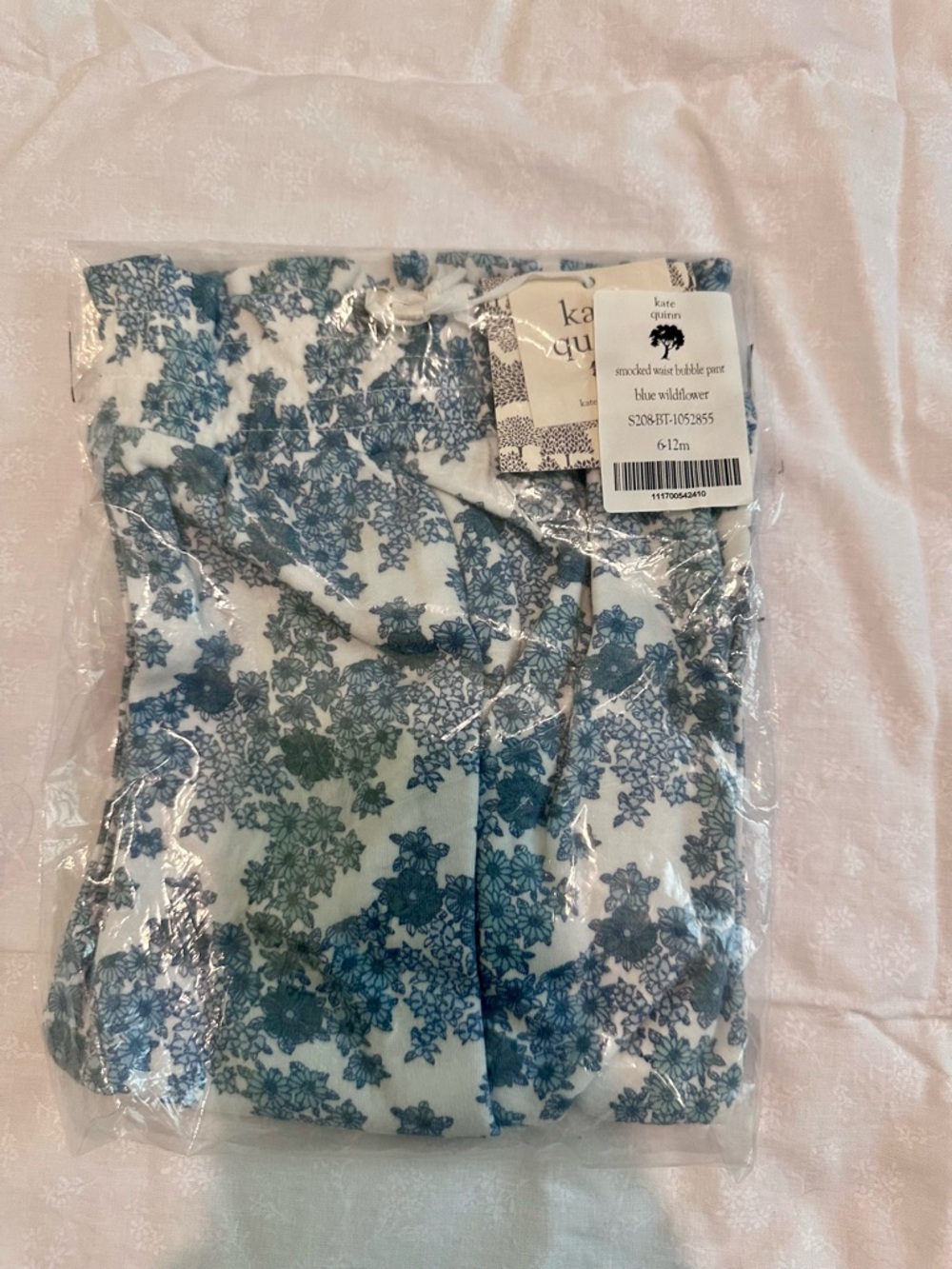kate quinn blue wildflower smocked bubble pant